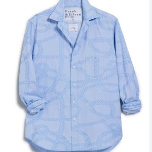Frank & Eileen Sky Blue Rope Print Shirt